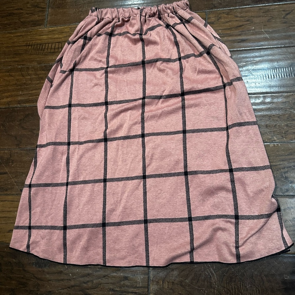 Elegant Pink Checkered A-Line Skirt‎